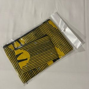 Two zip pouch set, yellow bird West African wax print